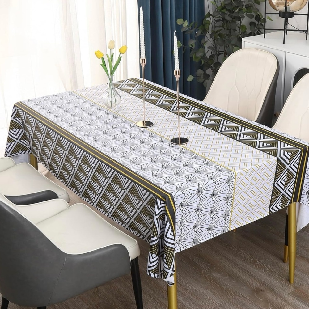 Heavy duty vinyl geometry table cloth waterproof oil proof